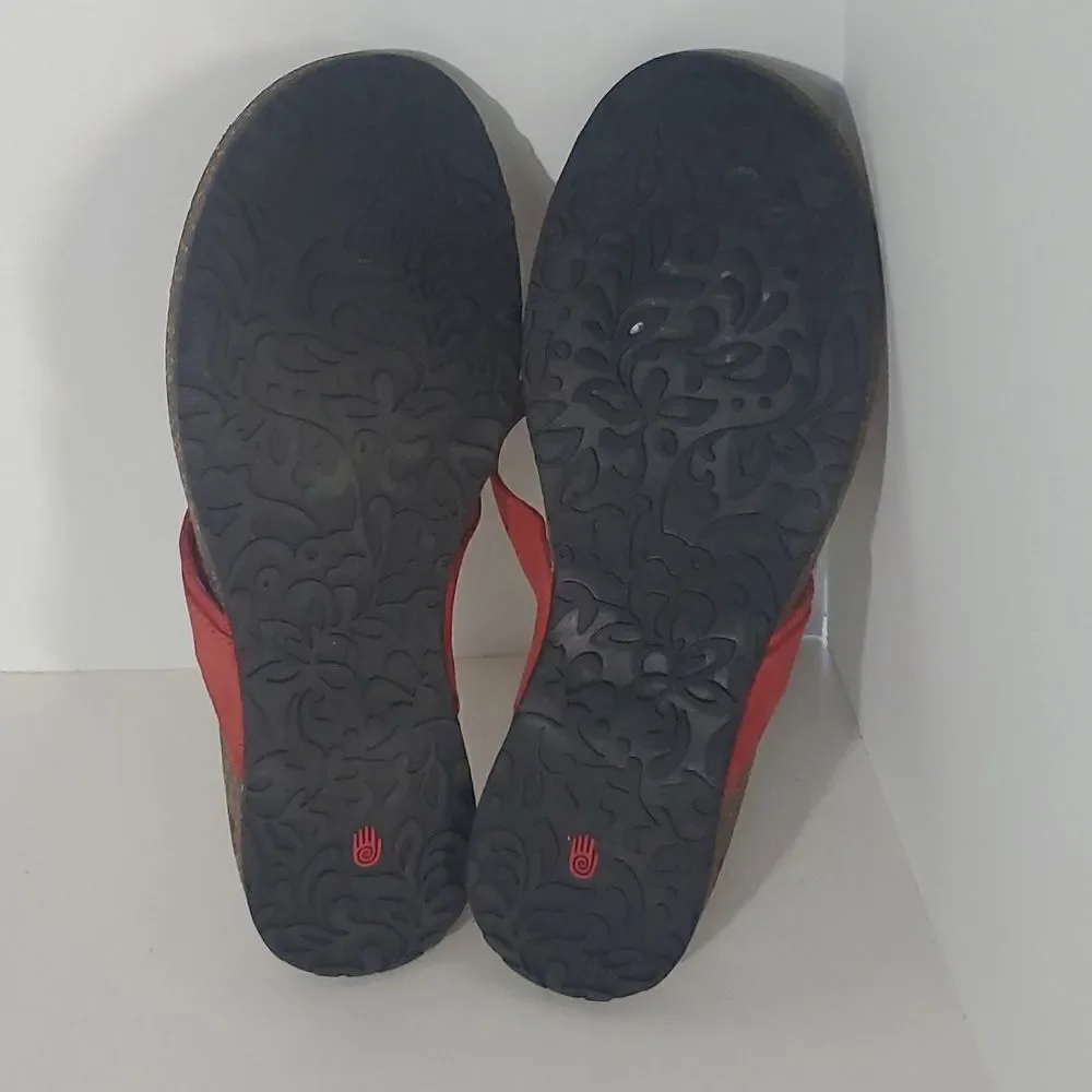 Teva Ventura Red Leather Cork Thong Flip Flop Sandals Women's Size 10